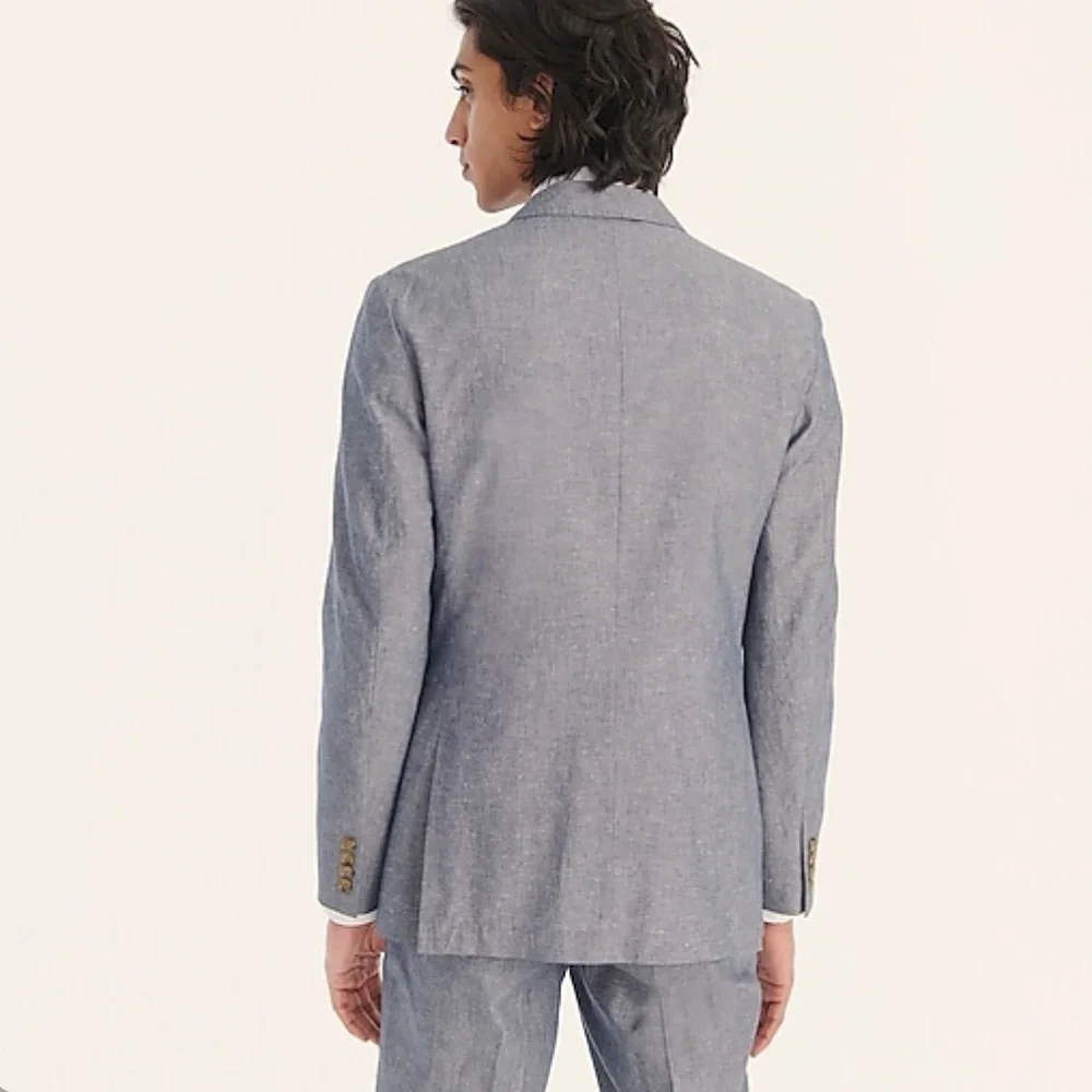 J crew ludlow unstructured suit jacket deep water cotton linen
